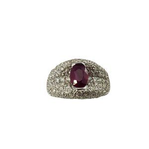 Vintage 18 Karat White Gold Ruby and Diamond Ring Size 6.25 #10144